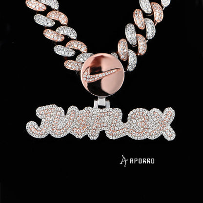 APORRO Premium Two Tones Name Collier Custom Design Deposed