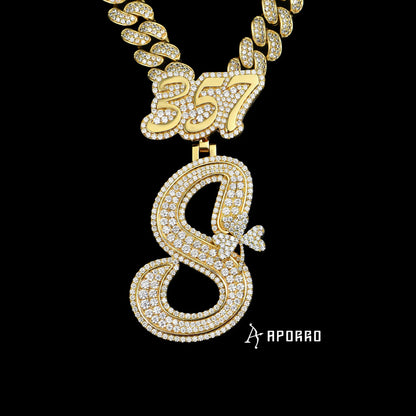 APORRO Premium Initial Name Collier Baguette Custom Design Gitret