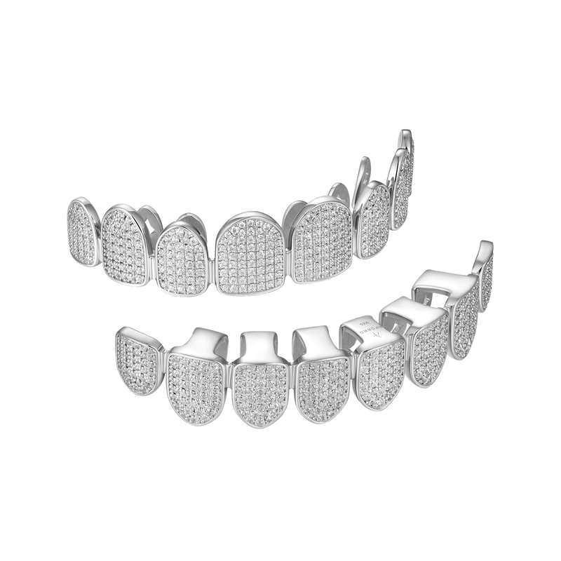 Pre made Iced Out Gold Grillz Silver Grillz Teeth For Men