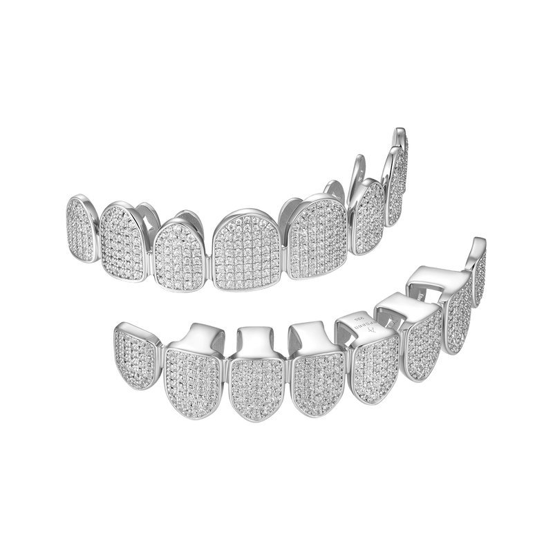 Pre-made Iced Out Gold Grillz - Silver Grillz Teeth For Men & Women - APORRO