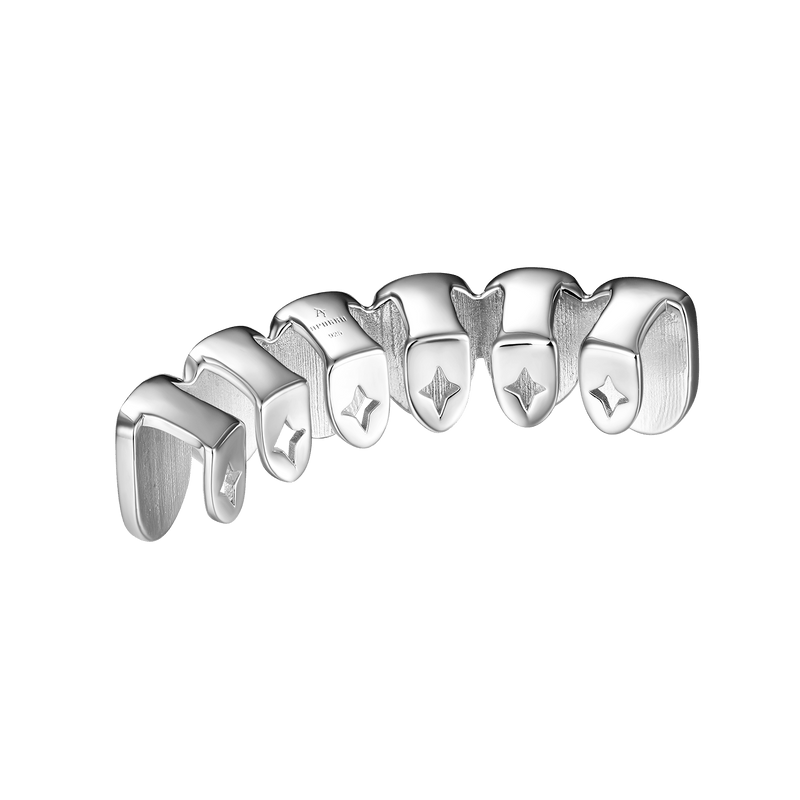 Sei denti prefabbricati a forma irregolare di diamante a croce Grillz - Teeth Grillz - APORRO