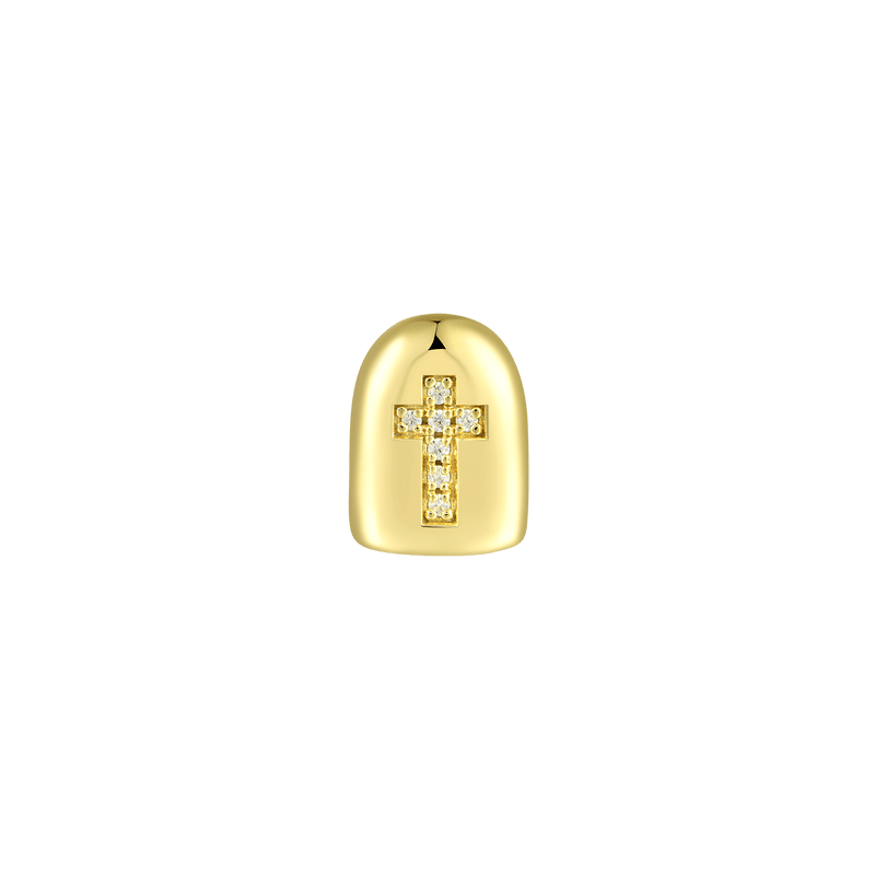 Grillz a croce diamantata a forma irregolare bianca gialla prefabbrica - APORRO