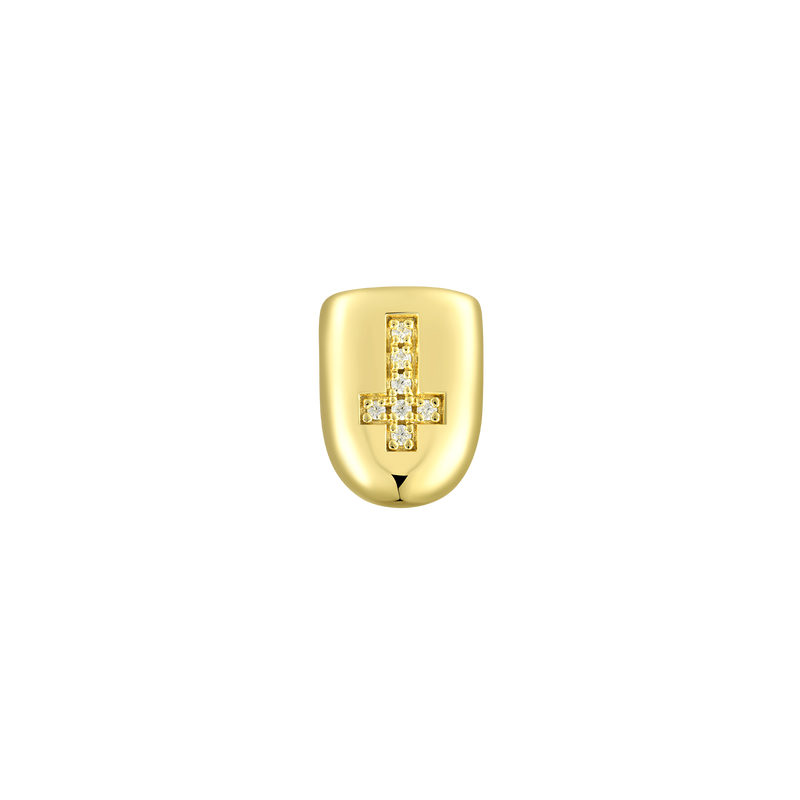 Vorgefertigte Single Yellow White Unregelmäßige Diamond Cross Grillz - APORRO