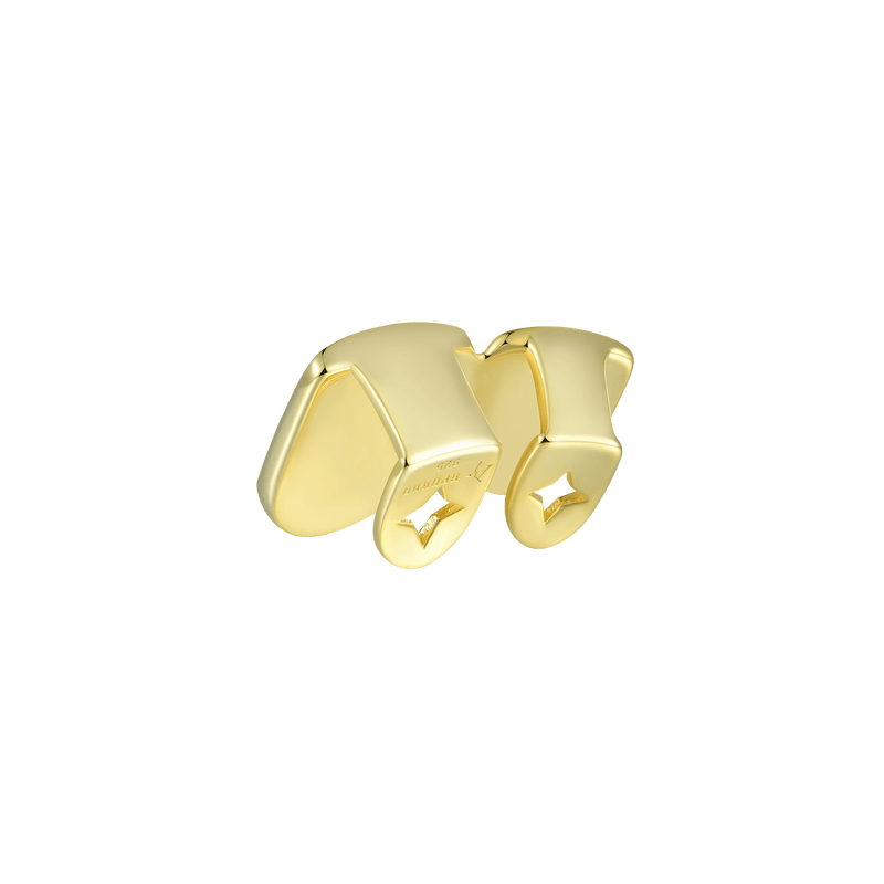 Grillz a diamante doppio giallo bianco prefabbricato a forma irregolar - APORRO