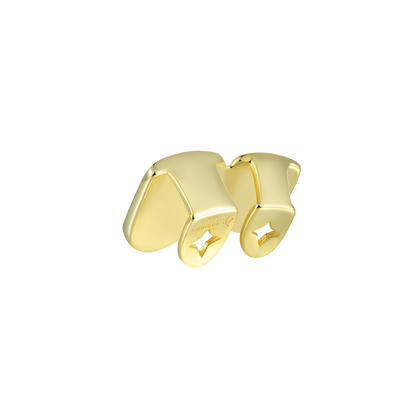 Grillz en croix de diamant de forme irrégulière double jaune blanc préfabriqué