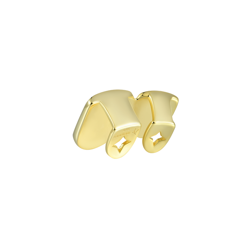 Grillz a croce diamantata a forma irregolare doppia gialla bianca pref - APORRO