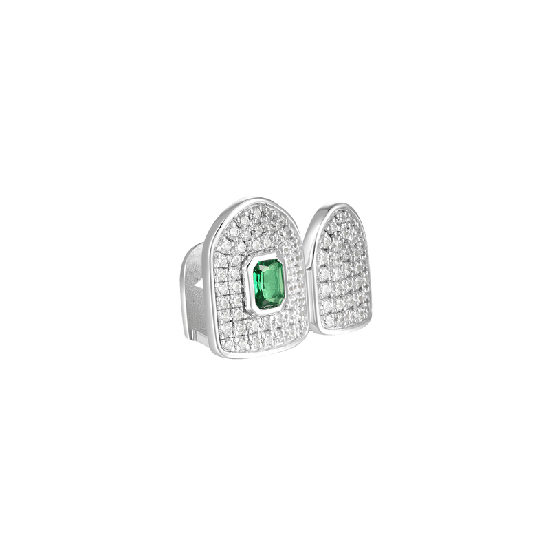 Vorgefertigte Double Iced Octagon Emerald Cut Grillz - APORRO