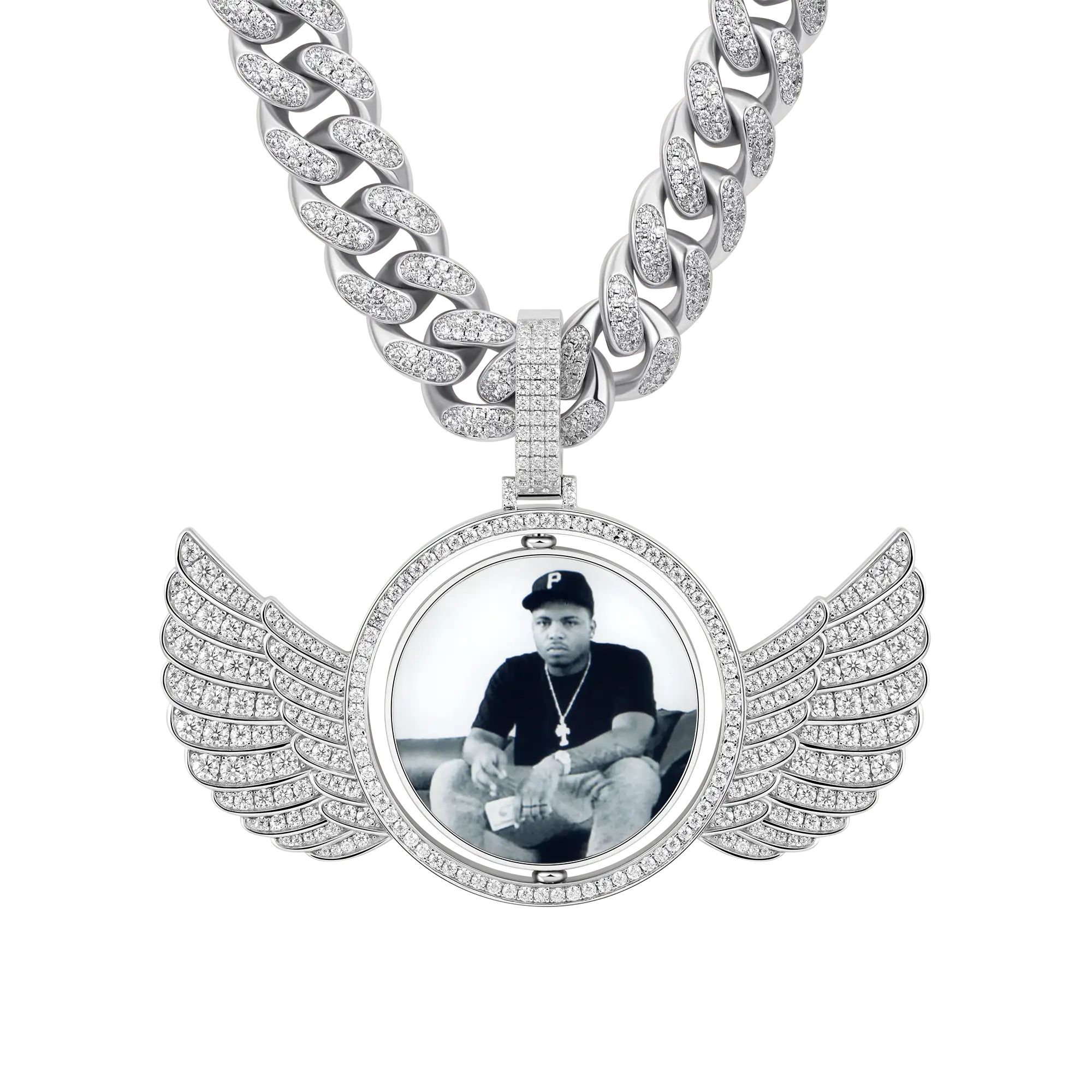 Custom Rotating Double-Sided Wings Photo Pendant