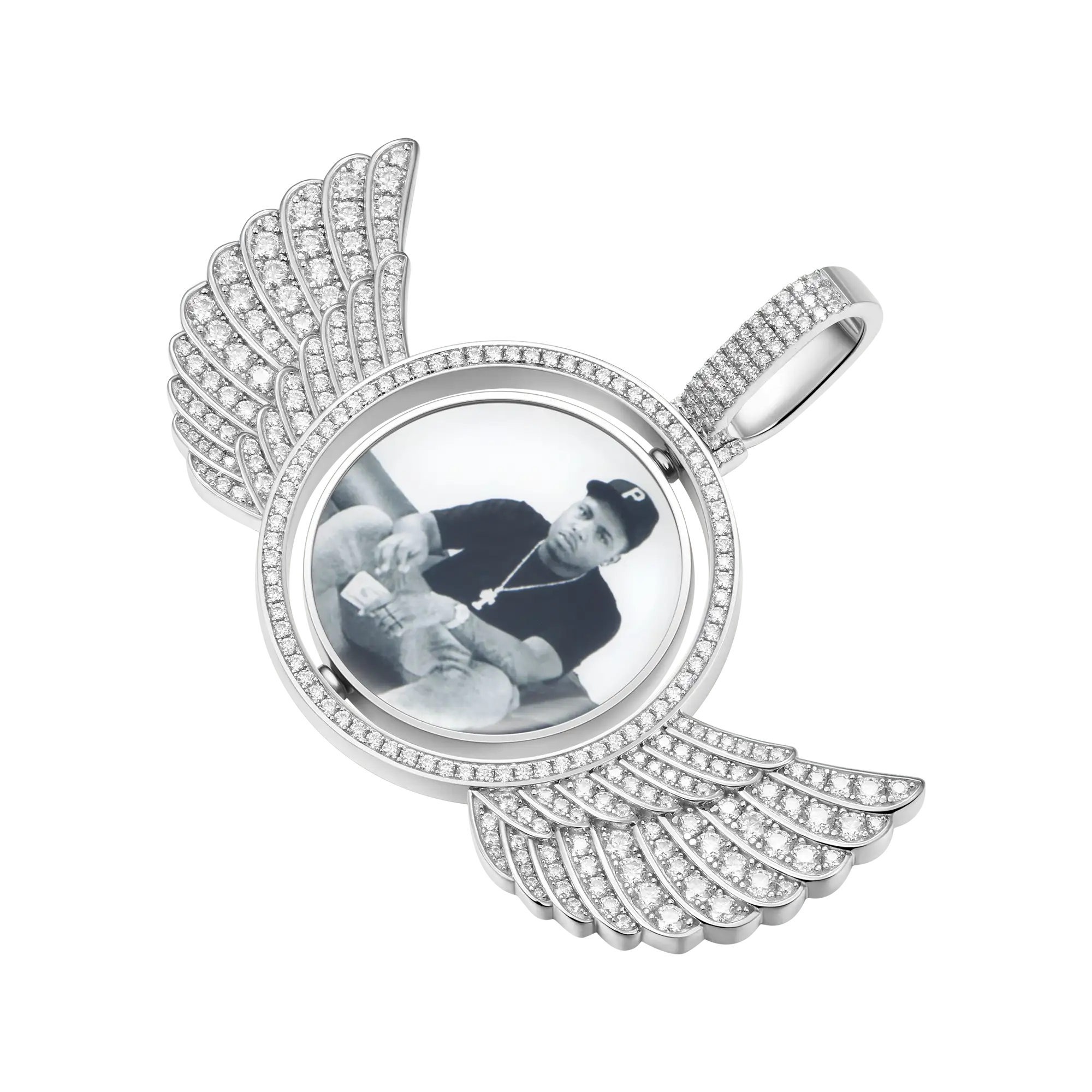 Custom Rotating Double-Sided Wings Photo Pendant