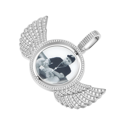 Custom Rotating Double-Sided Wings Photo Pendant