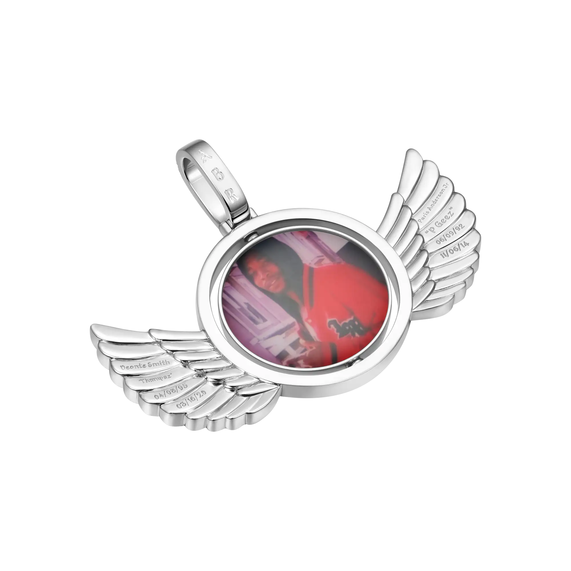 Custom Rotating Double-Sided Wings Photo Pendant