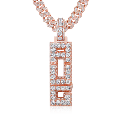 Custom Radiant Layers Vertical Letter Pendant - Rose Gold