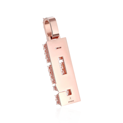 Custom Radiant Layers Vertical Letter Pendant - Rose Gold