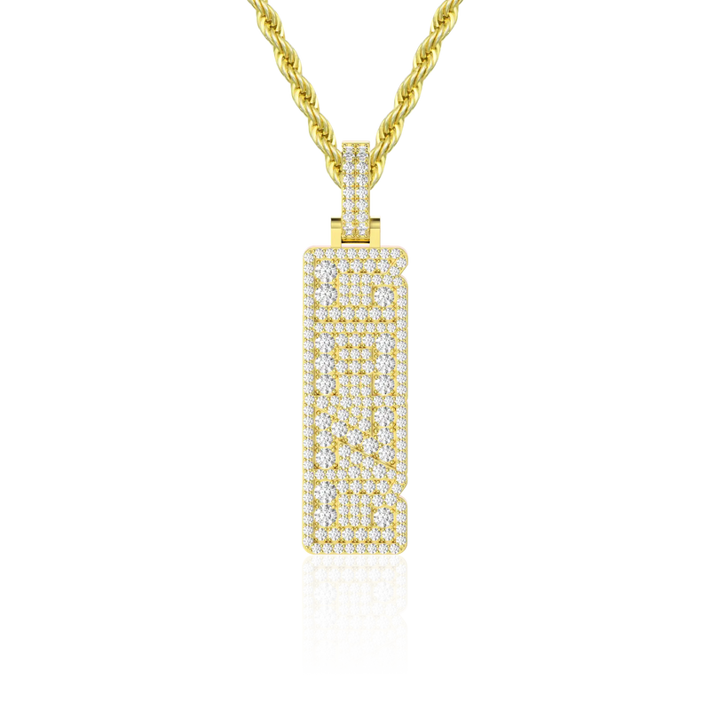 Custom Iced Vertical Letter Pendant - APORRO