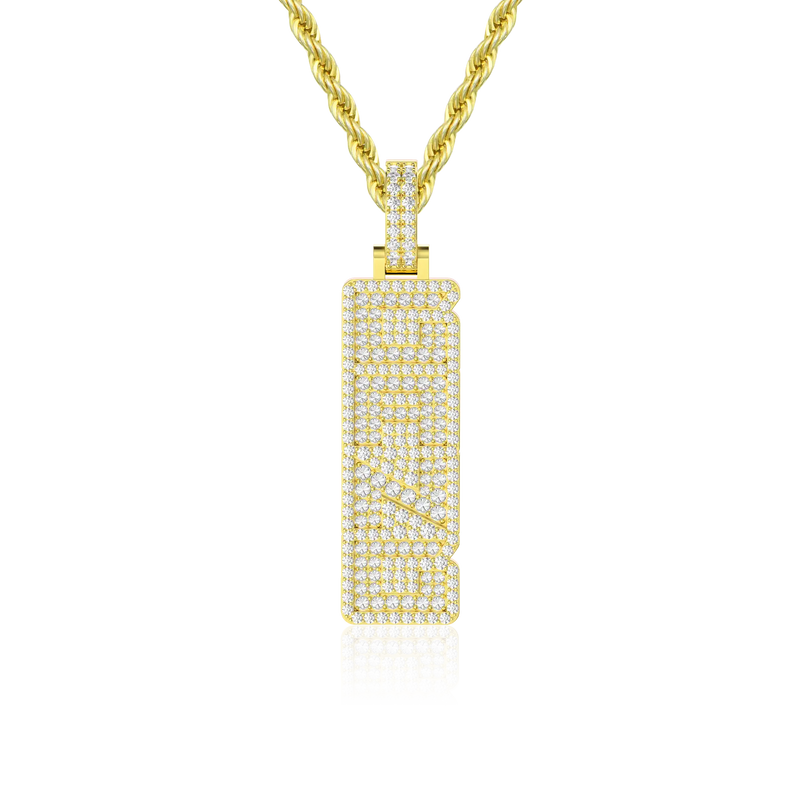 Custom Reverse Set Vertical Letter Pendant - APORRO