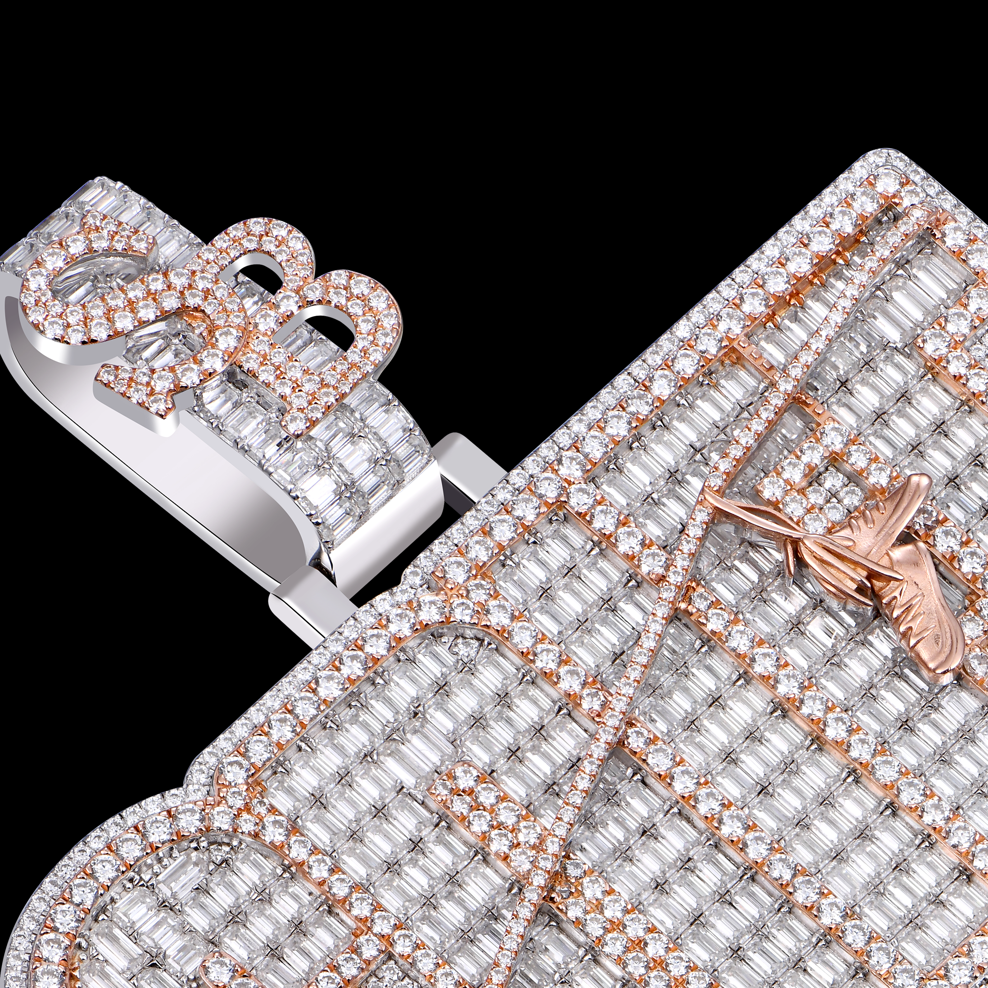 APORRO Premium Custom Name Pendant With Emerald Cut Diamonds