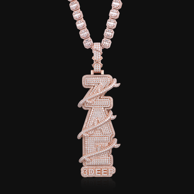 APORRO Premium personnalisé 3D triple couche épine verticale style glacé nom pendentif