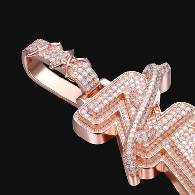 APORRO Premium personnalisé 3D triple couche épine verticale style glacé nom pendentif