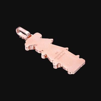 APORRO Premium personnalisé 3D triple couche épine verticale style glacé nom pendentif