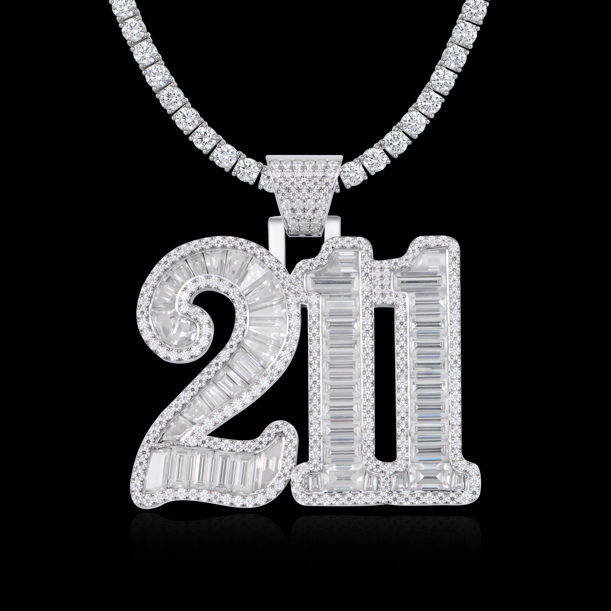 APORRO Premium Custom Iced Baguette Numbers Pendant