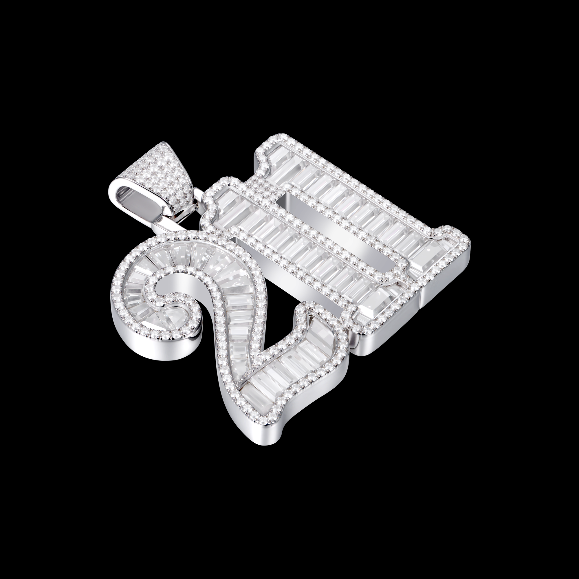APORRO Premium Custom Iced Baguette Numbers Pendant