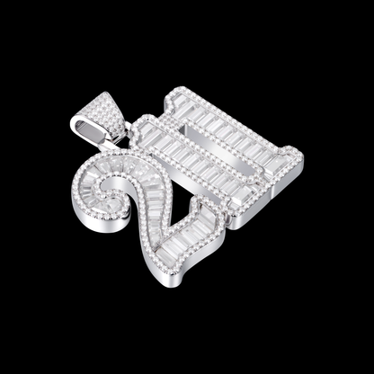 APORRO Premium Custom Iced Baguette Numbers Pendant