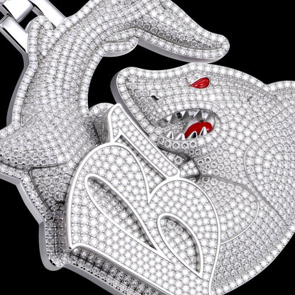 APORRO Premium Custom 3D Iced Shark Pendant