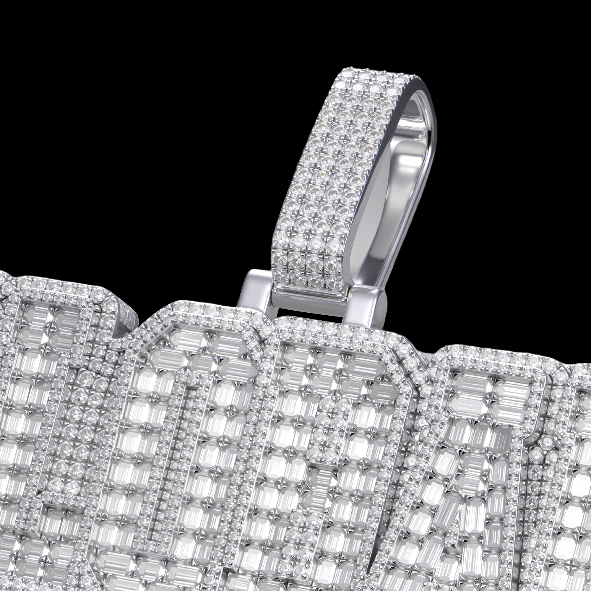 APORRO Premium Custom Iced Letters Pendant With Emerald Cut Diamonds