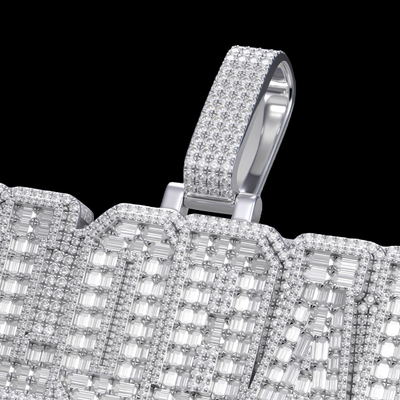 Ciondolo con lettere ghiacciate personalizzate premium APORRO con diamanti taglio smeraldo