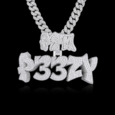 Ciondolo con carattere Graffiti completamente ghiacciato personalizzato APORRO Premium