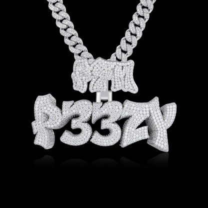 APORRO Premium Custom Fully Iced Graffiti Font Pendant