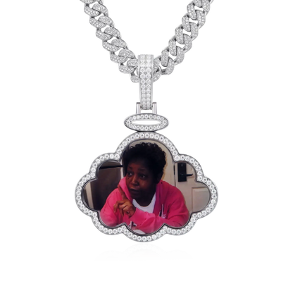 Custom Angel Cloud Double-Sided Photo Pendant