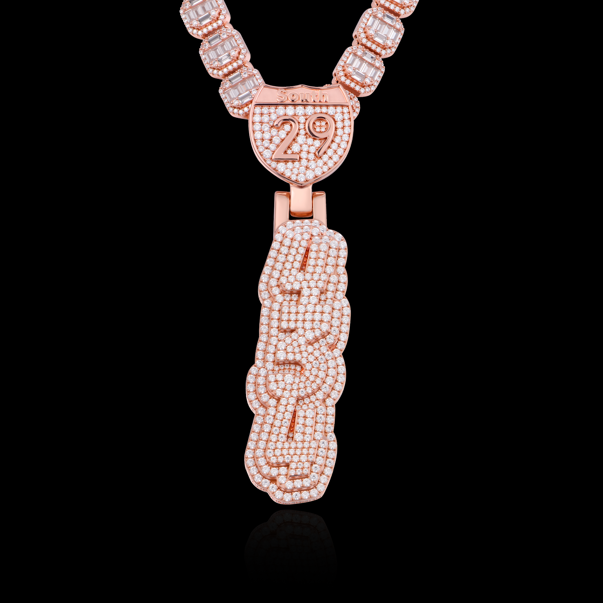 APORRO Premium Custom 3D Triple-layered Vertial Style Iced Numbers Pendant