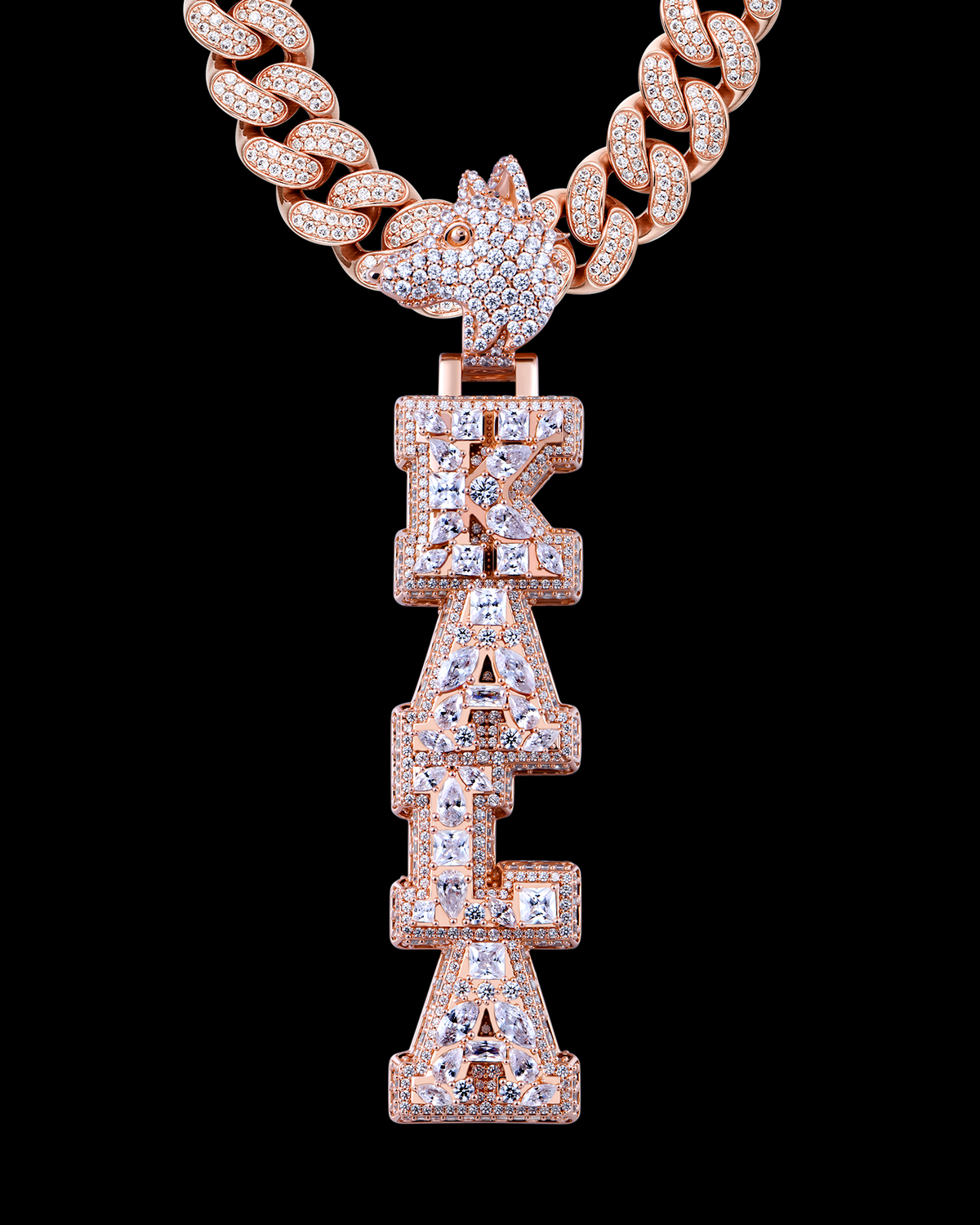 APORRO Premium Custom Multi-Layer Fully Iced Vertical Letter Pendant