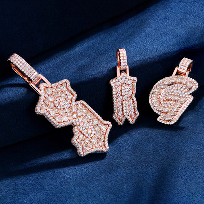 Custom Shaped Diamond Gothic Font Pendant - 51mm