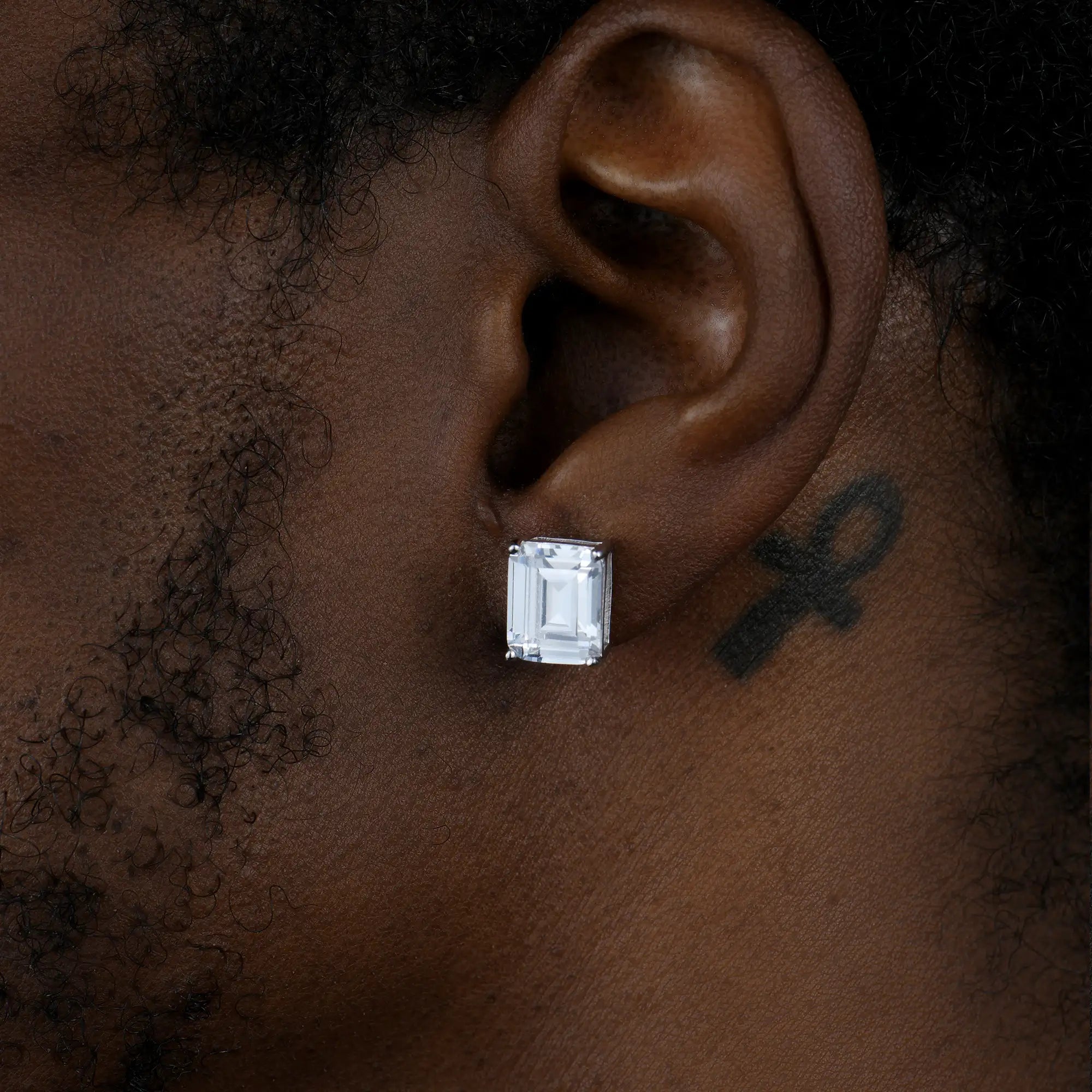 Moissanite Emerald & Round Cut Stud Earring Set