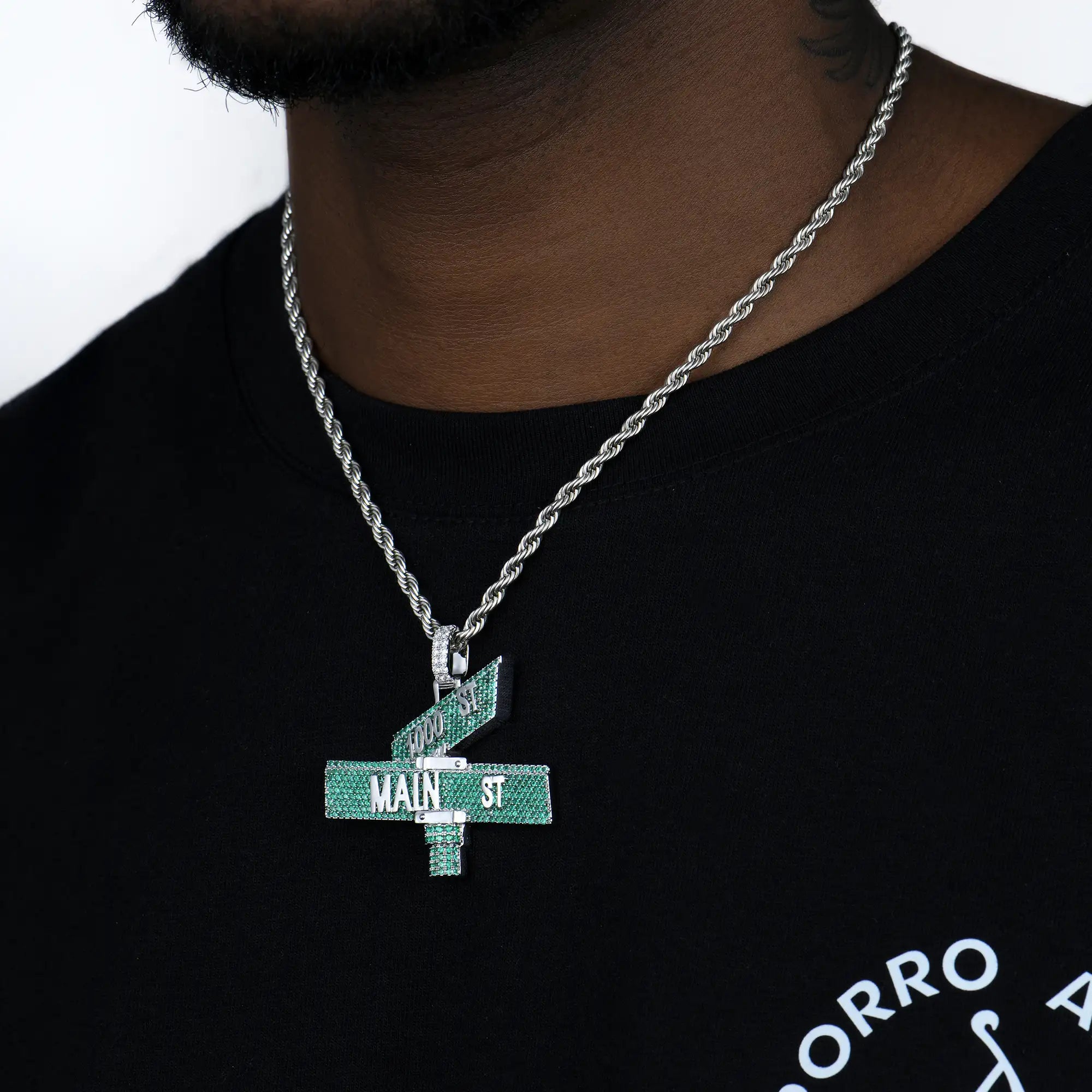 Custom Iced Street Sign Pendant