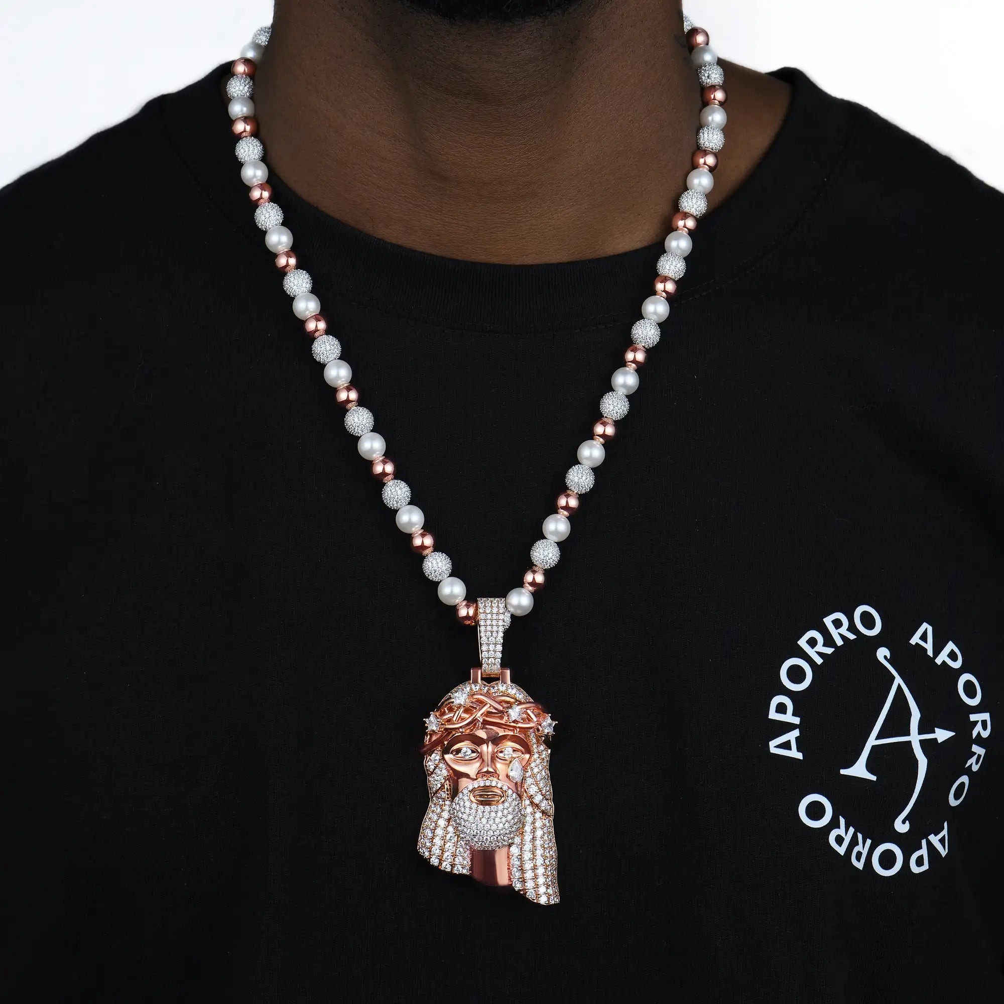 Rose Gold Stellar Jesus Pendant - Medium