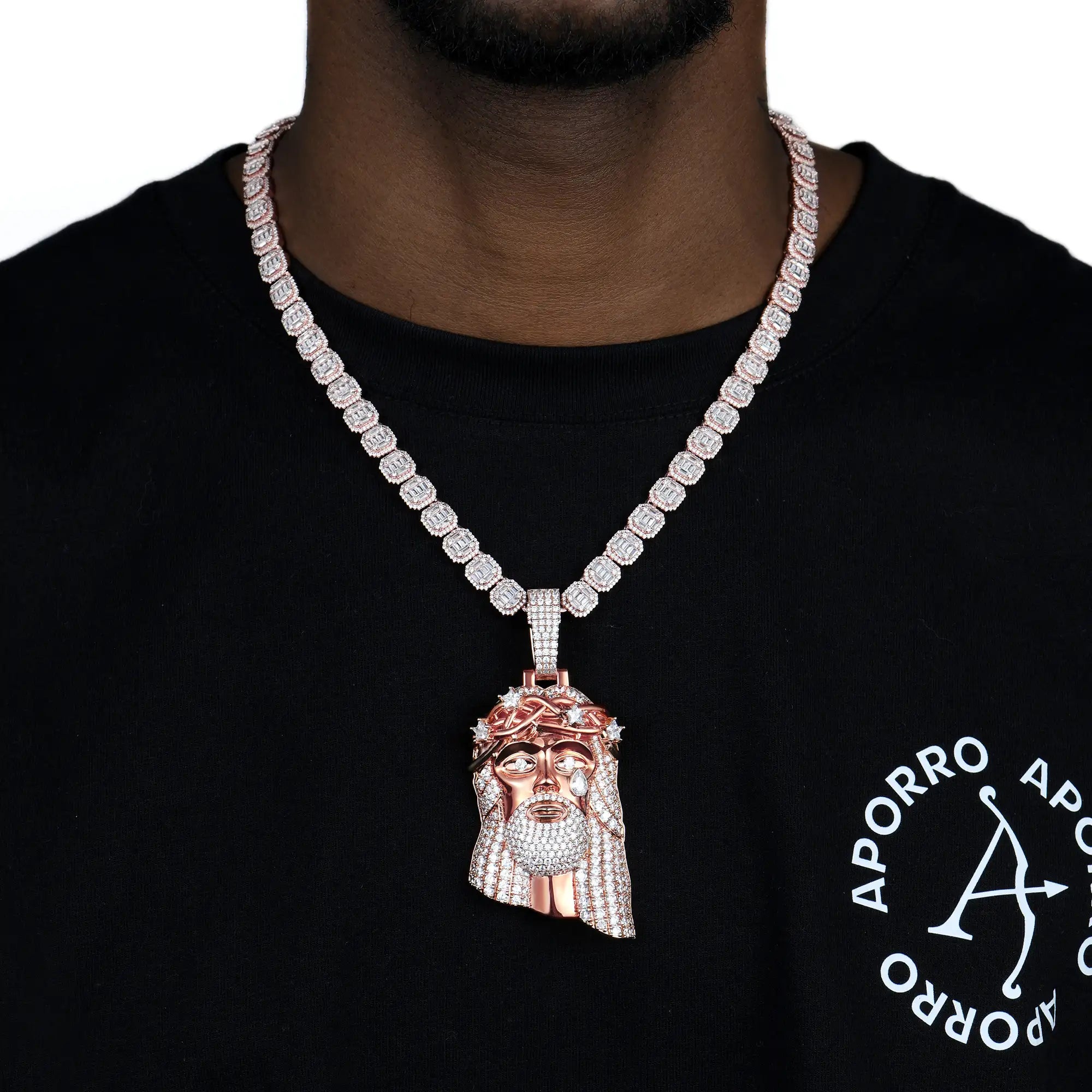 Rose Gold Stellar Jesus Pendant - Large