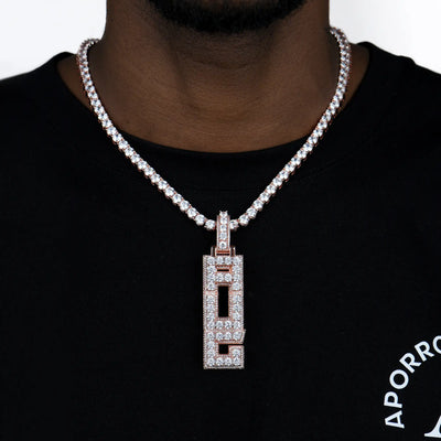 Custom Radiant Layers Vertical Letter Pendant - Rose Gold