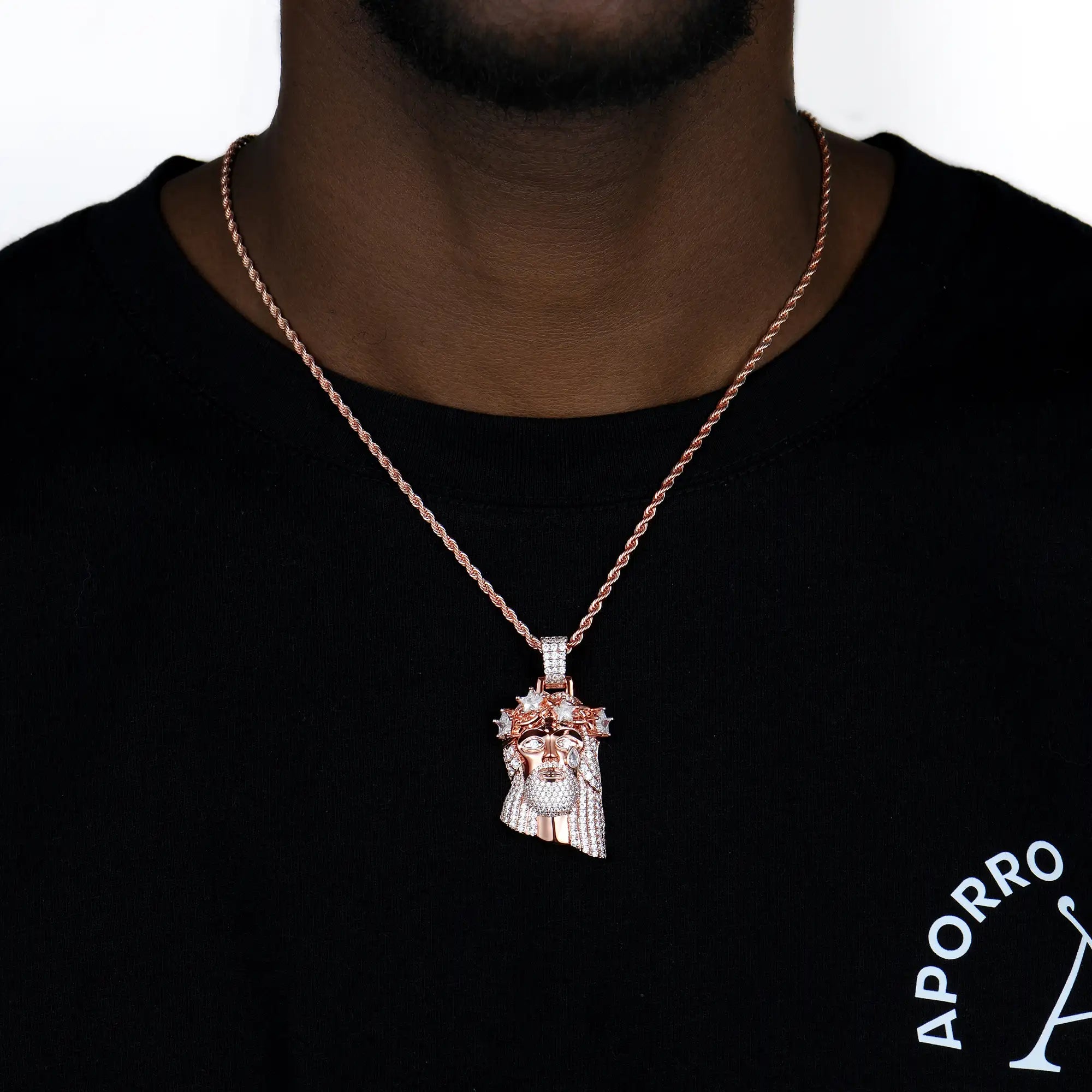 Rose Gold Stellar Jesus Pendant - Small