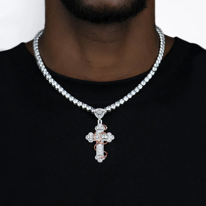 Thorned Blossom Cross Pendant - Small