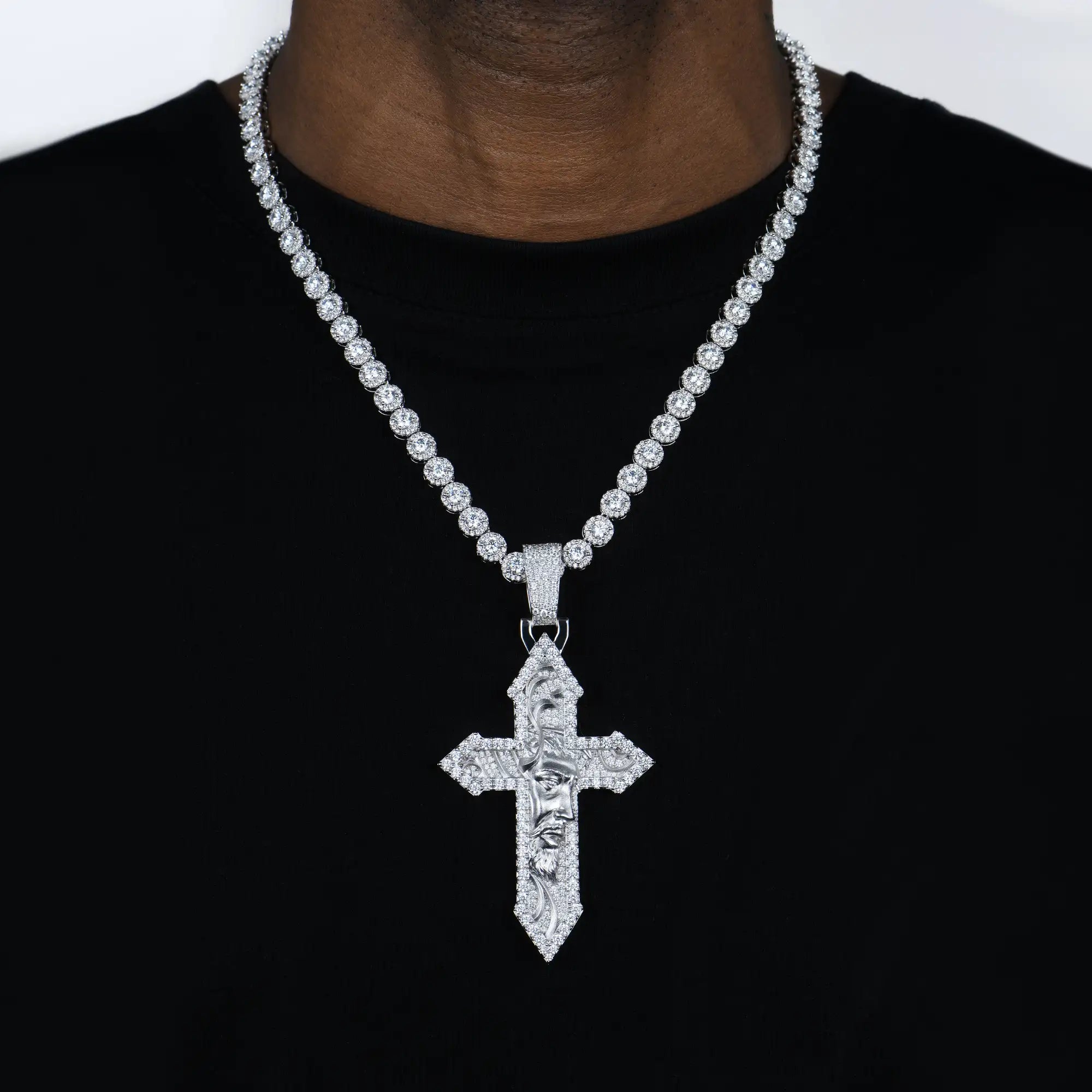 Divine Engraved Cross Pendant - Large