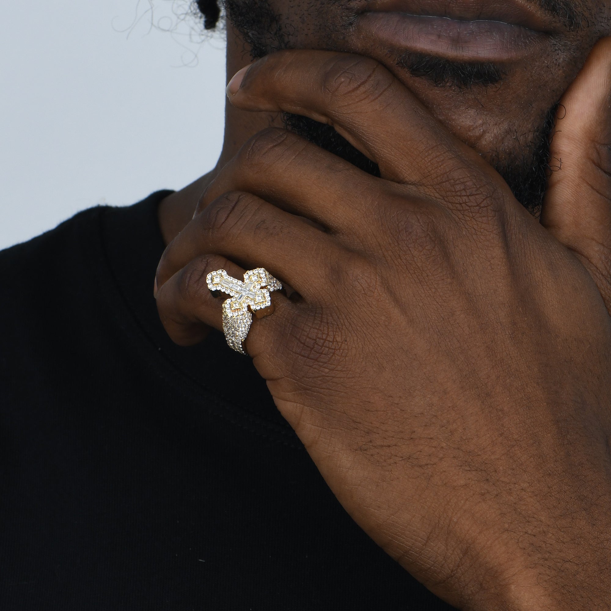 Bague Croix Glacée Baguette