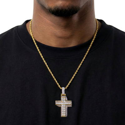 Brilliant 3D Slanted Cross Pendant