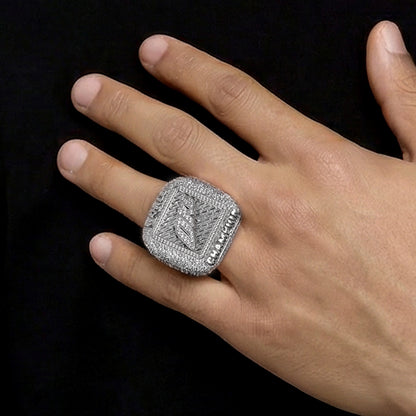 Anillo de campeonato personalizado con tejido de diamantes cuadrados