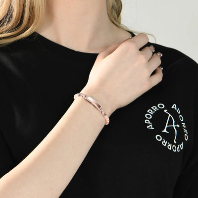 Bracelet personnalisé avec étiquette nominative en perles - 5 mm