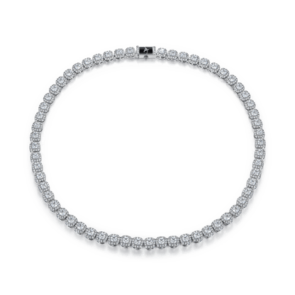 Cushion-Cut Clustered Tennis Chain in White Gold - 7mm