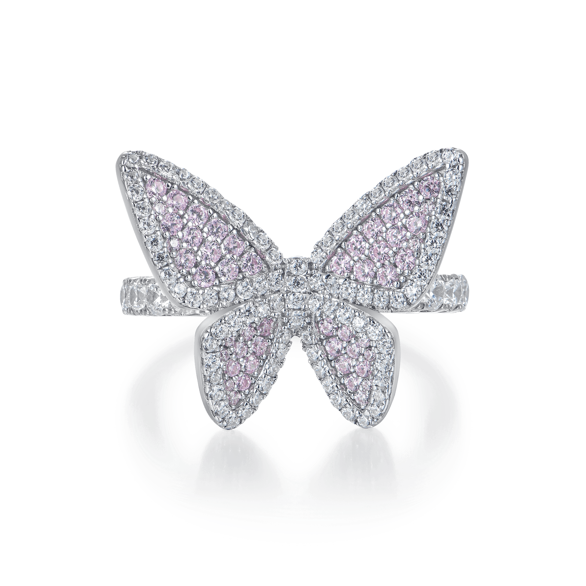 【大学生の特権】学生証で送料無料になる Pink Vivid Clustered EUROPE APORRO® – Ring Engagement Butterfly アクセサリー