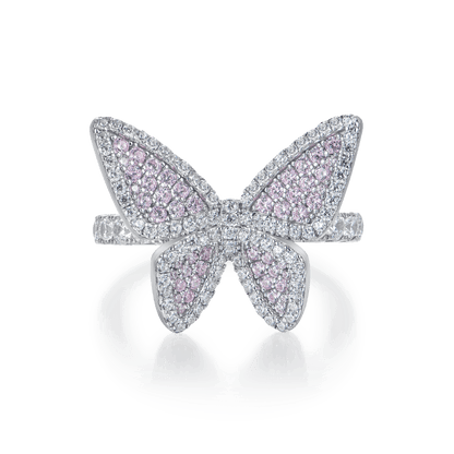 Bague de fiançailles en cluster rose vif